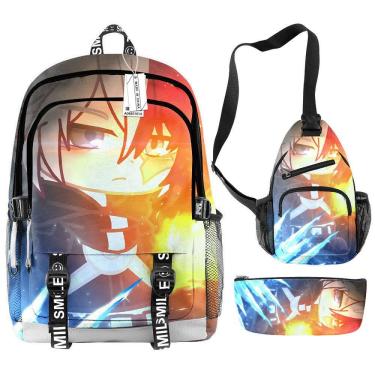 Imagem de Conjunto de mochilas escolares Gachas Anime para crianças, 3 unidades/lote