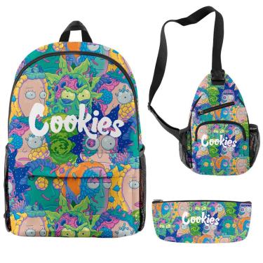 Imagem de Conjunto de mochilas Cookiess Anime, 3 peças para mochila escolar infantil