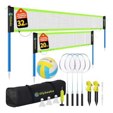 Imagem de Olybeaka Conjunto portátil de vôlei e badminton com 2 redes (preto)
