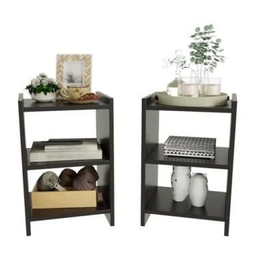 Imagem de Kit 2 Mesas De Cabeceira Retro Para Quarto Casal Ou Solteiro Nicho(Preto)