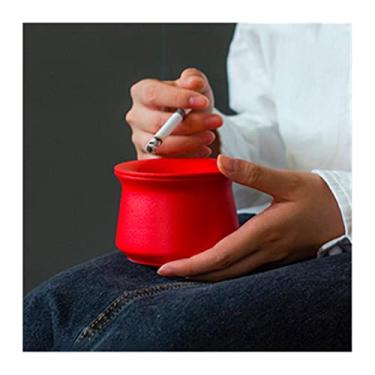 Imagem de Cinzeiro de cerâmica escritório sala de estar bar pequeno azul Klein cinzeiro à prova de vento presente masculino casa sala de estar quarto decoração cigarro cinzeiro cinzeiros (cor: 001) (2)