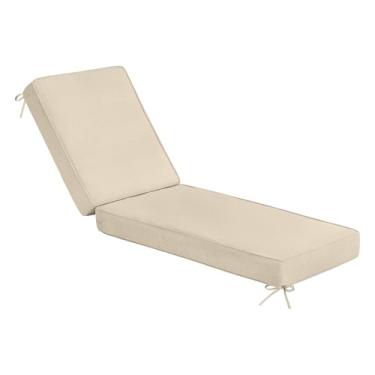 Imagem de Sundale Outdoor Olefin Almofada para espreguiçadeira, resistente à água, almofada para espreguiçadeira grossa com 4 tiras bege, 182 x 53 x 10 cm