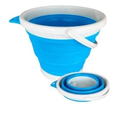 Imagem de Balde Dobrável Retrátil de Silicone, 3 Litros, Plástico Expansível Portátil para Limpeza e Uso Doméstico