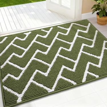 Imagem de OLANLY Tapete de porta frontal, suporte de borracha antiderrapante, resistente à sujeira e absorvente, lavável, capacho interno de baixo perfil fácil de limpar para porta traseira, entrada, entrada