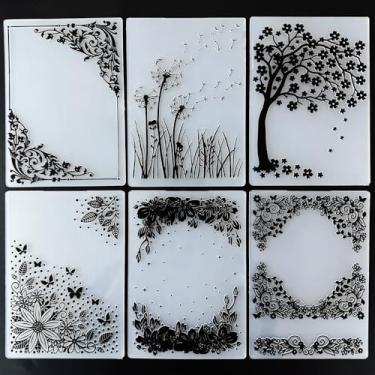 Imagem de 6 peças de plástico em relevo pasta modelo combinação padrão textura tamanho A6 para fazer cartões, faça você mesmo, scrapbooking, papel, artesanato, artesanato, scrapbook, arte, decoração, scrapbook