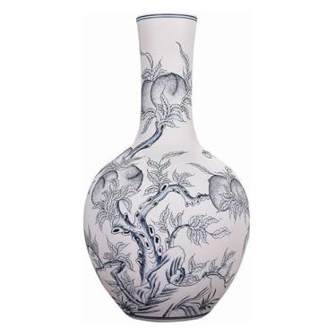 Imagem de Vaso de decoração de vaso porcelana azul e branco pêssego cerâmica artesanal famosa decoração de casa Jingdezhen complemento decorações de casa de cerâmica