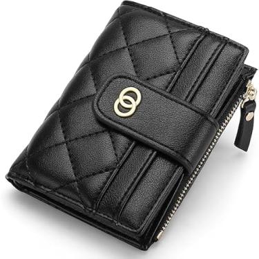 Imagem de Carteira Feminina com Bloqueio RFID, 7 Compartimentos para Cartões, Bolso com Zíper para Moedas e Janela para Documento – Modelo Slim Clássica Preta