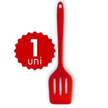 Imagem de Espátula Vazada Silicone para Hambúrguer Ovos - HOMEMORE, vermelho