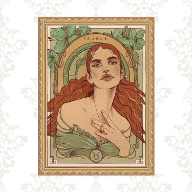 Imagem de Quadro Moldura Dourada Signo Touro 24X18Cm