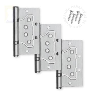Imagem de Kit 3 Dobradiça De Sobrepor Inox Escovado