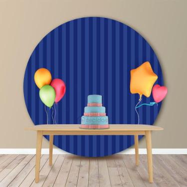 Imagem de Painel Redondo em Jacquard Azul Royal Listrado - Jacquard Tradicional,