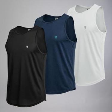 Imagem de Kit 3 Camisetas Regatas Lisa Masculina Básica Academia Verão Esporte-Masculino