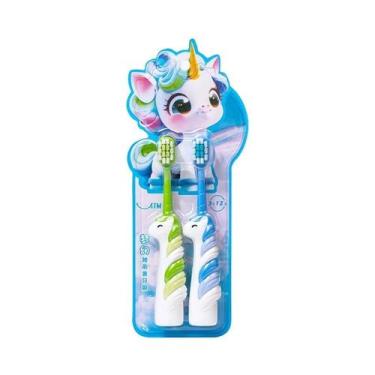 Imagem de Escova De Dentes Infantil Unicórnio Macia Manual Para Crianças De 3 a 