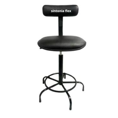 Imagem de Cadeira caixa alta podólogo apoio de pé fixo corano preta