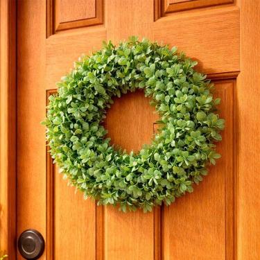 Imagem de Guirlanda Coroa De Flores Artificial Enfeite Decorativo 25cm Verde