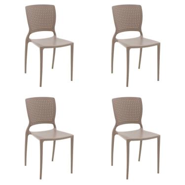 Imagem de Kit 4 Cadeiras Tramontina Safira Camurça Empilháveis em Polipropileno