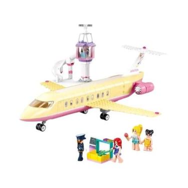 Imagem de Conjunto De Blocos De Montar Avião De Férias Rosa Para Meninas 384 Peç