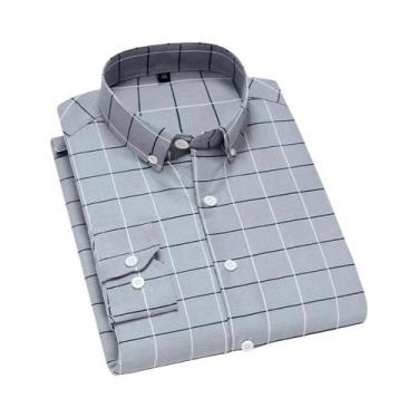 Imagem de Camisa Social Masculina De Manga Longa Antirrugas Listrada Xadrez Para