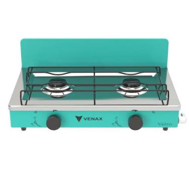 Imagem de Fogao a Gas Portatil 2 Bocas Venax Flamalar Vetro Verde