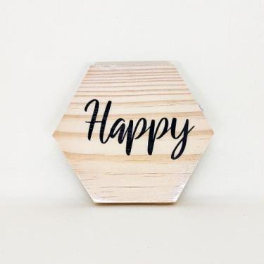 Imagem de Tábua mini hexágono Happy - Casa Quintal Etc e Tal
