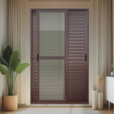 Imagem de Porta de Correr Venez. 3 Folhas Moveis 210 x 150 Elite com Fechadura T