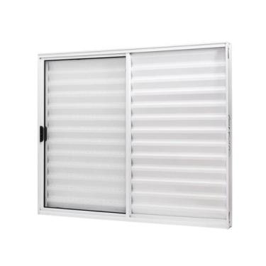 Imagem de Janela de Alumínio Veneziana 100x120cm 3 Folhas Vidro Liso Slim Modula