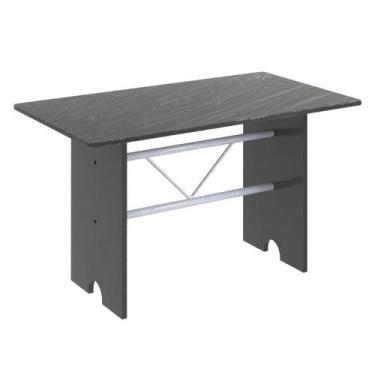 Imagem de Mesa para Cozinha 120x75cm Tampo Ardósia Cinza/Martelado Pérola/Indian