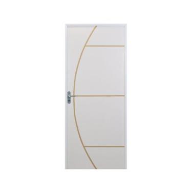 Imagem de Kit Porta de Madeira Decorada 212x85cm com Batente de Aluminio 3,6cm G