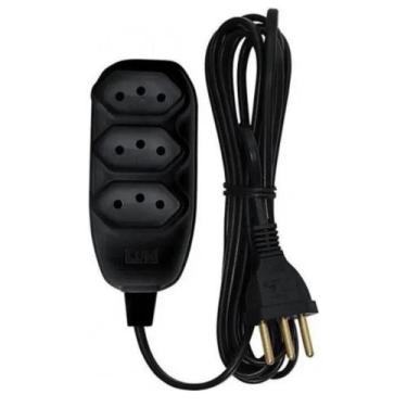 Imagem de Extensão Elétrica 5m 3 Tomadas 2 Pinos Ilumi Preto Paralelo