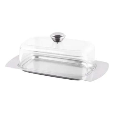 Imagem de Manteigueira inox com tampa acrílica - Dolce Home, TRANSPARENTE
