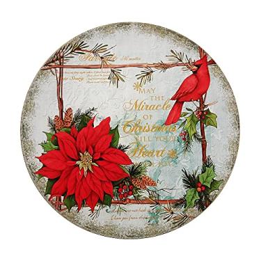 Imagem de Sousplat Natal Lugar Americano Redondo 33cm Bico de Papagaio Passarinho Enfeite Decoracao