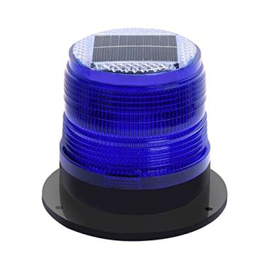 Imagem de RISOON Luz solar de aviso estroboscópico de segurança piscando/luz estroboscópica de teto, com forte base magnética impermeável para construção, trânsito, fábrica, torre de guindaste, navegação em barco (azul)