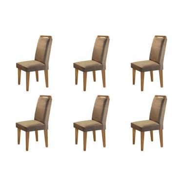 Imagem de Conjunto com 6 Cadeiras Athenas Suede Animalle Marrom e Imbuia