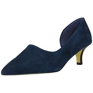 Imagem de Bella Vita Quilla Kitten Heel Pump feminino, Couro Kidsuede azul-marinho, 6 Wide