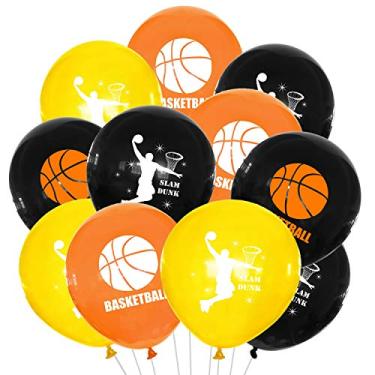 Imagem de Balões de festa motivacional de basquete com 24 peças – Jogo esportivo/jogo de basquete/adereços para fotos/suprimentos para festa de aniversário lembrancinhas balões de látex
