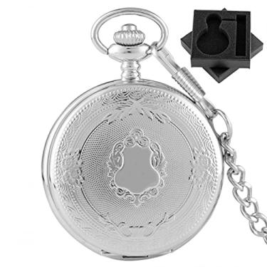 Imagem de CNBPIC Quartzo Pocket Relógios Flor Padrão Pocket Fob Watch Bronze/Ouro/Prata Retro Clock com Caixa