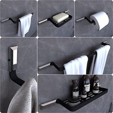 Imagem de Kit Acessórios Para Banheiro Preto e Cromo Empire 6 peças