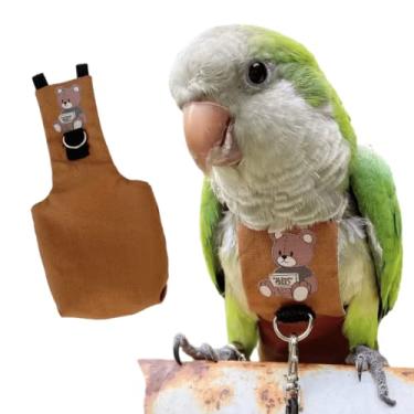 Imagem de Roupa de viagem para fraldas de pássaro, traje de voo de papagaio com guia para papagaio, roupas de pássaros voando com corda e alça para treinamento de atividades ao ar livre (sem guia, Quaker)