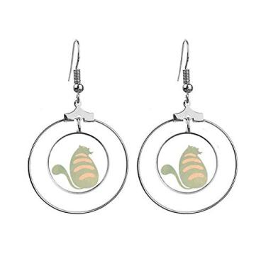 Imagem de Brincos de aquarela de animal de gato com ajuste ciano verde joia pendente círculo gota