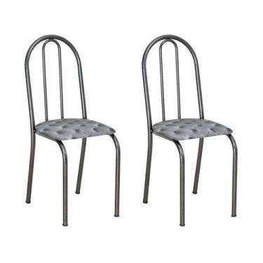Imagem de Conjunto 2 Cadeiras Éos Cromo Preto E Estampa Capitonê - Artefamol