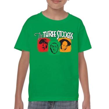 Imagem de Camiseta juvenil colorida The Three Stooges Funny 3 Wise Guys Curly Moe Larry Shemp Classic Retro American Legend Kids, Verde, M