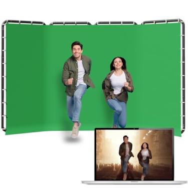 Imagem de Suporte de pano de fundo 4 x 2,4 m (LxA), sistema de suporte de pano de fundo de estúdio fotográfico NiceVeedi com tela verde Chromakey para sessão de vídeo de estúdio fotográfico, transmissão ao