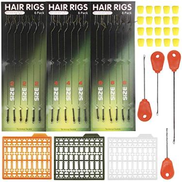 Imagem de Kit de equipamentos de pesca para carpa de pesca – 45 peças de gancho de carpa farpada curvada, rolha de isca, ferramenta de agulha, perfume, milho