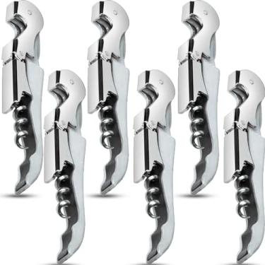 Imagem de cssopenss 6 peças chave de vinho abridor de vinho saca-rolhas profissional garçom abridor de garrafa de aço inoxidável chave de corte de folha serrilhada dobrável para família, festa da empresa,