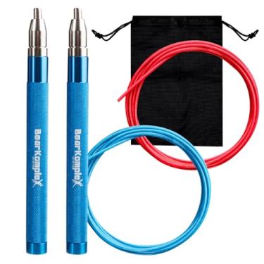 Imagem de Bear KompleX - Corda de salto rápido – Ajustável Cross Training Boxe Fitness, Corda de pular sem emaranhados, rolamentos giratórios de 360°, alças de alumínio leves, tamanho profissional, cor azul