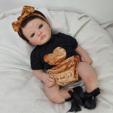 Imagem de Bebê Reborn Menina Morena, Olhos Azuis, Com Enxoval - Mundo Azul E Ros