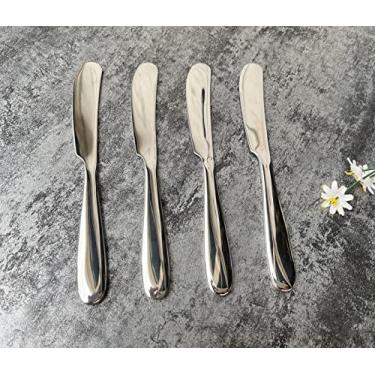 Imagem de Conjunto de 4 peças de faca de manteiga, espátula de queijo de patê, cabo grosso e liso, forte pesado, material de segurança alimentar aço inoxidável 18/10 SUS 304# para café da manhã em casa