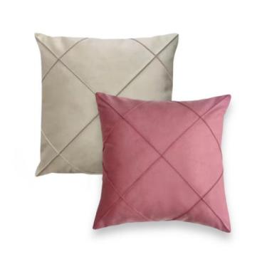 Imagem de Kit 02 Almofadas Cheias Drapeadas em Suede 45x45cm Sala Sofá Quarto - 
