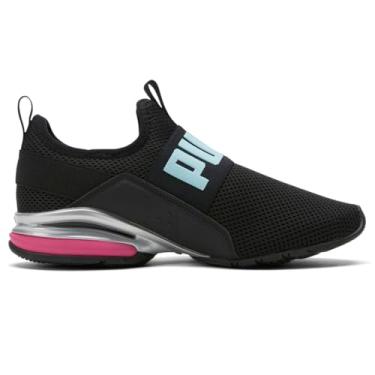 Imagem de PUMA Axelion Tênis feminino sem cadarço casual - preto, azul, rosa, preto, azul, rosa, 35