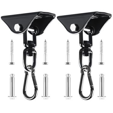 Imagem de IFDGCTK Ganchos de balanço resistentes, equipamento de balanço de aço inoxidável com capacidade de 907 kg, ganchos giratórios de 360° para balanço de ioga, cadeira de rede, conjuntos de balanço de